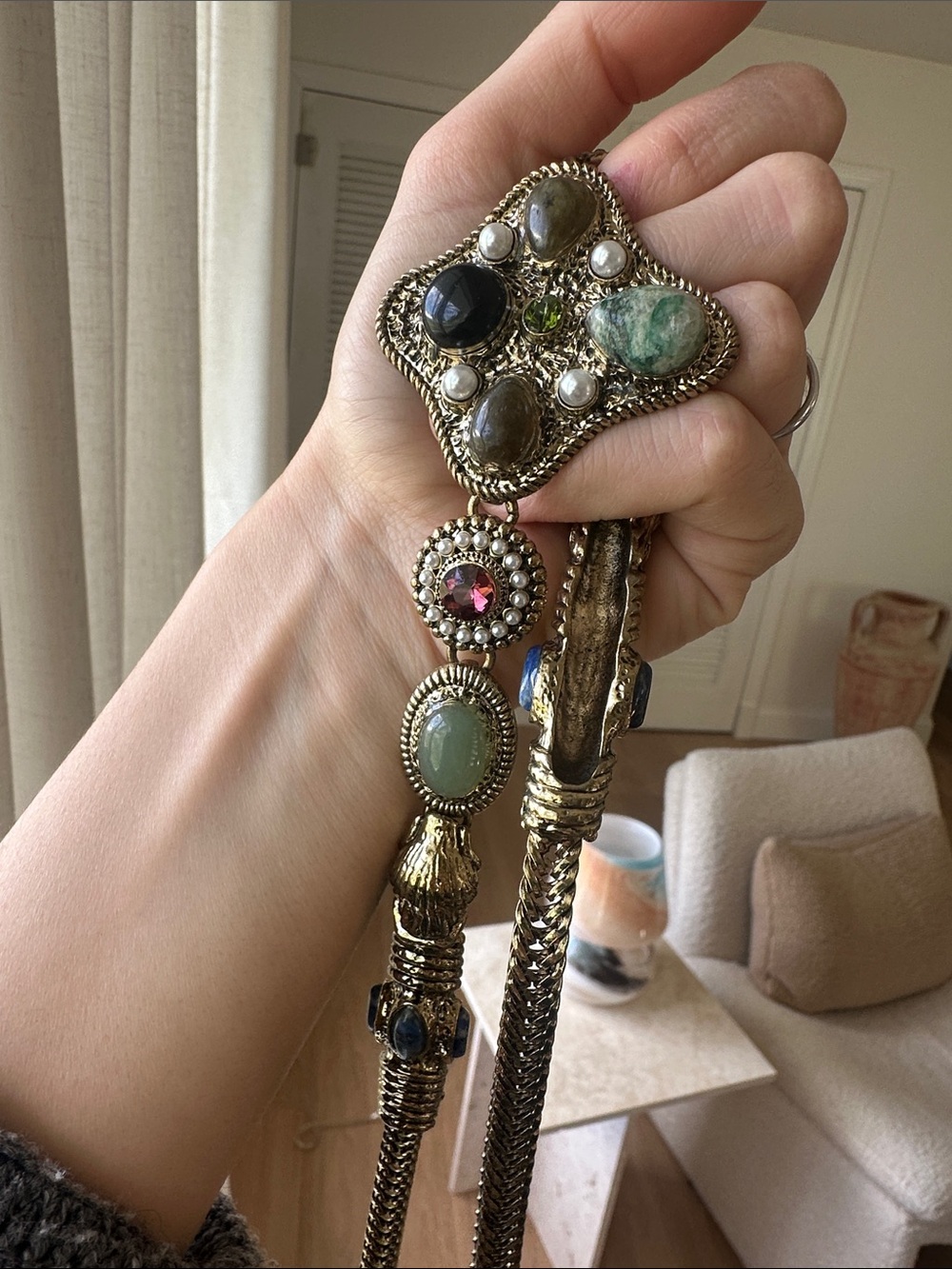 Gold-Tone Multi-Stone Zara Belt - Picture 2 of 3